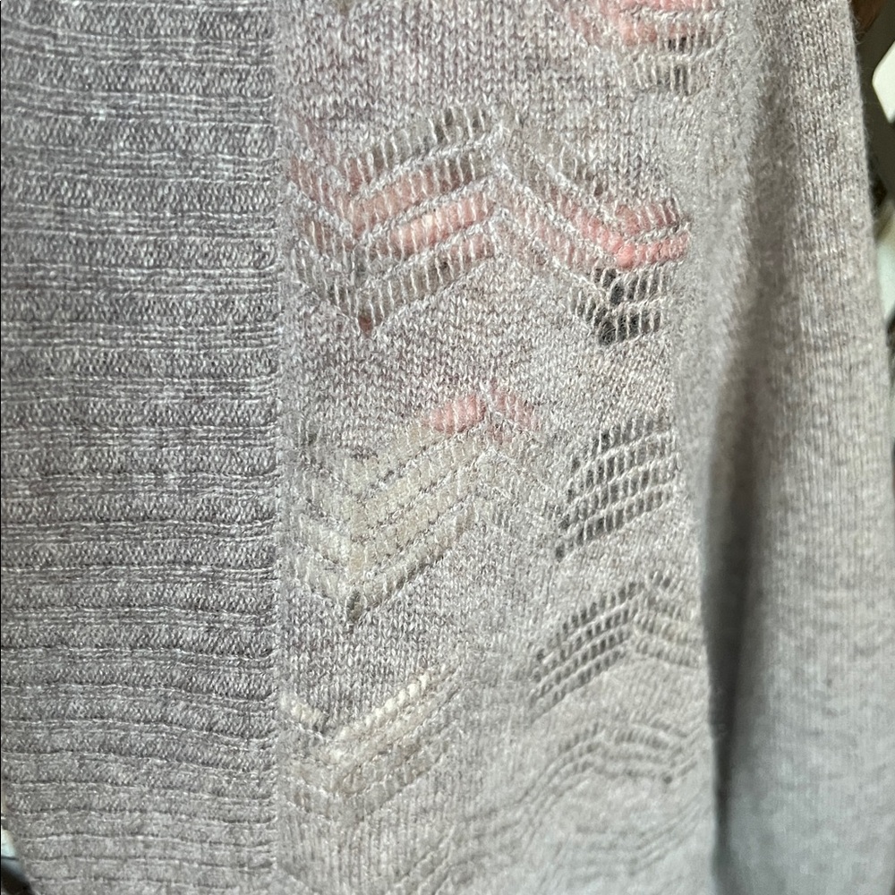 NEW Garnet Hill Gray Pointelle Cashmere Open Front Cardigan Sweater XL - Picture 2 of 10